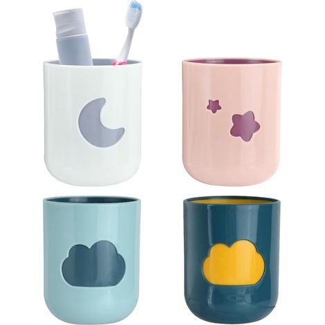 4 Pièces Tasse à Dents, Tasse pour Bain de Bouche, Toothbrush Holder (1/5)