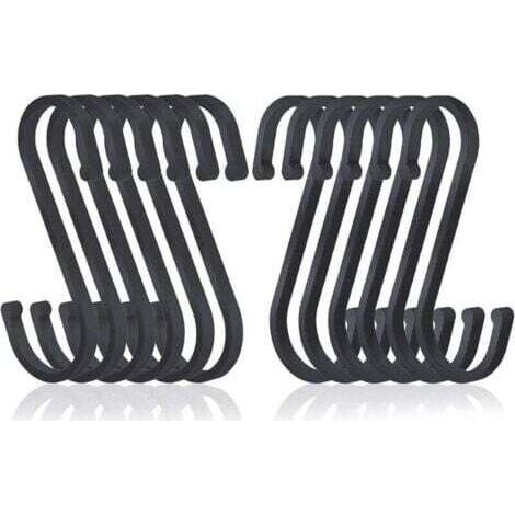 Crochet S Lot de 12 Crochets Plats en Aluminium en S de Suspendus, Crochets de Boucher au Fini Mat pour Cuisine, Chambre à Coucher, Salle de Bain, Bureau et Jardin, Noir,INHHUB (1/4)