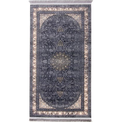 Tapis oriental tissé Golden Glam  - 200x100cm, Rectangular - 80% Polyester, 20% Coton - Tissé - Bleu foncé (1/5)