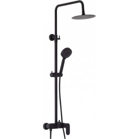 Asta Saliscendi con soffione e Doccetta Fusion Round con Miscelatore Meccanico - Finitura Nero