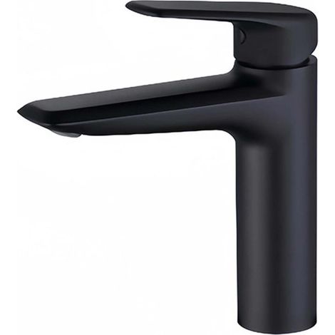 AMXCNOY Robinet mitigeur lavabo noir mat en laiton, cartouche céramique, flexible 80cm, modèle bas pour vasque salle de bain (1/5)