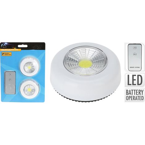FX LIGHT luces led mando , Luces led con madoMarca FcLightsJuego de 2 luces de empujeCob (6 píxeles)Con control remotoMaterial de polipropilenoDiámetro 7 cm