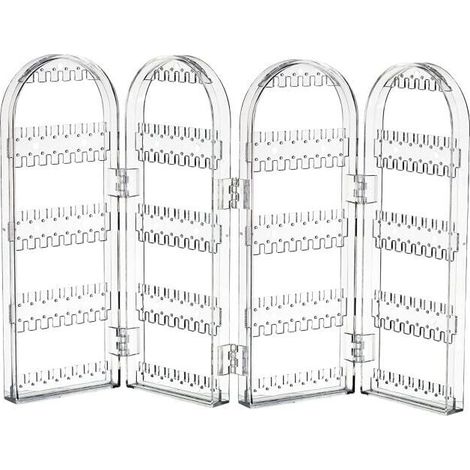 Foldable Acrylic Earring Holder with 240 Holes, Jewelry Hook Organizer, 3-Way Foldable Double-Sided Necklace Stand, Earring Display Rack (1/4)