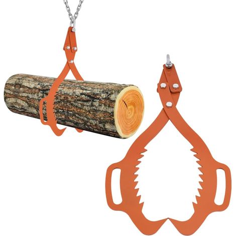 Pince de levage de grumes, pince à bois robuste, pince de débardage de bois d'œuvre en acier, crochet de griffe à bois pour camion, tracteur, débusqueur, outil de manutention et de transport (Orangé) (1/5)