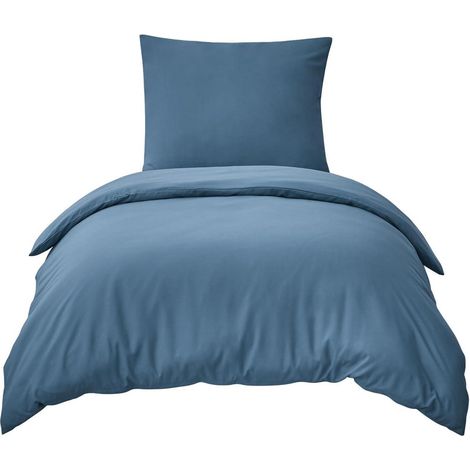Bettwäsche 155x220 03 - Denim Blau 2Teilig: 155x220 cm + 80x80 cm (1/5)