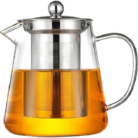 Théière en verre transparent, avec filtre en acier inoxydable inclus (1/5)