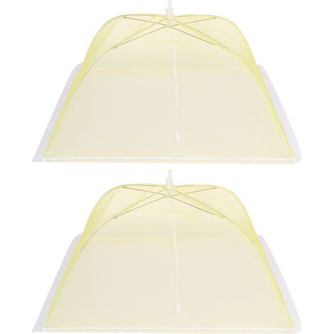 2 Pièces Housse Alimentaire en Maille Lavable, Parapluie de Nourriture Pliable Jaune 43x43 cm pour Cuisine (1/5)