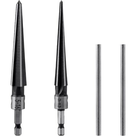 Lot de 2 alésoirs coniques 1/4" en forme de T - En acier au carbone - Alésoir à main pour frotter avec un diamètre de 3 à 13 mm, 5 à 16 mm (1/3)