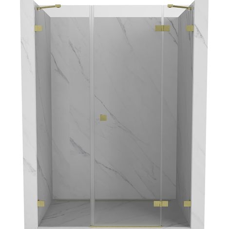 Mexen Lunar porta doccia a battente destra 130 cm, trasparente, oro spazzolato - 834S-130-050-55-00-P (1/5)