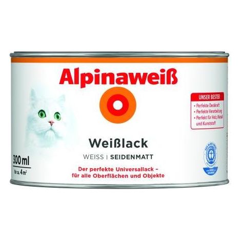 Alpinaweiß Weißlack 300 ml alpinaweiß seidenmatt Lack Universallack Innen Außen (1/3)