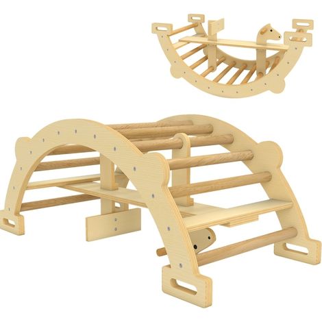 Arco de escalada Montessori 2 en 1 de madera para interior 110x52x45 cm HOMVRA (1/5)