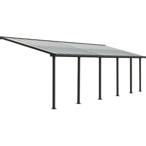 Palram – Abri de terrasse en aluminium Olympia – Résistance au vent 120 km/h – Charge neige 170 kg/m² – Dimensions 295x860x305 cm – Couleur anthracite (1/5)
