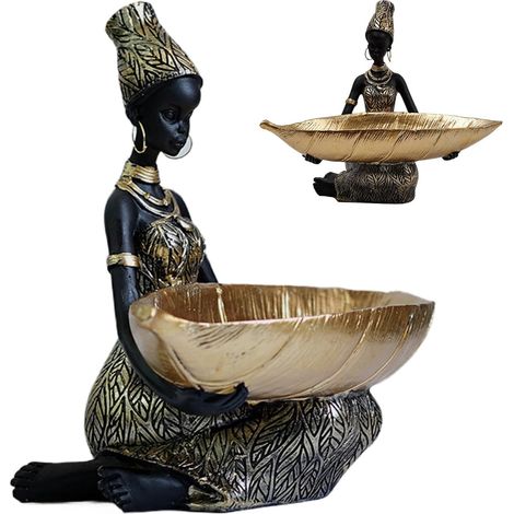 Assiette de service à fruits  Assiette de service en résine femme africaine, fournitures de fête, décoration vintage pour mariage, réception, restaurant (1/5)