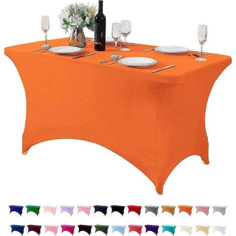 Universelle Stretch-Tischdecke aus Spandex für 120-cm-Tische (4 Beine) – Orange (1/5)