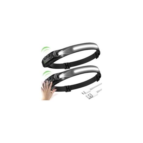 Linterna frontal manos libres Gopeam 230 con 2 LED recargables, alimentación USB, ideal para acampar - Crezuo