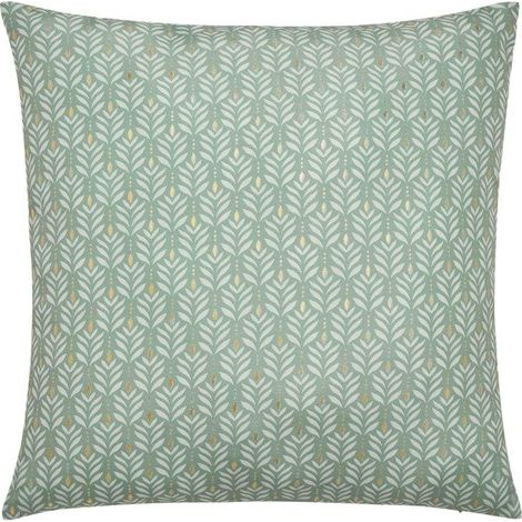 Coussin dehoussable compresse 60 x 60 cm polyester imprime metallise piana Sauge (1/4)
