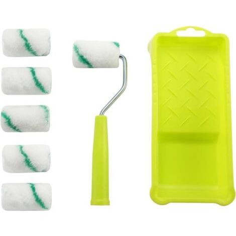Mini Rouleau Peinture avec Poignée, Kit Professionnel avec Bac et Pinceaux, 6 Manchons de Rechange pour Peindre Facilement (1/5)