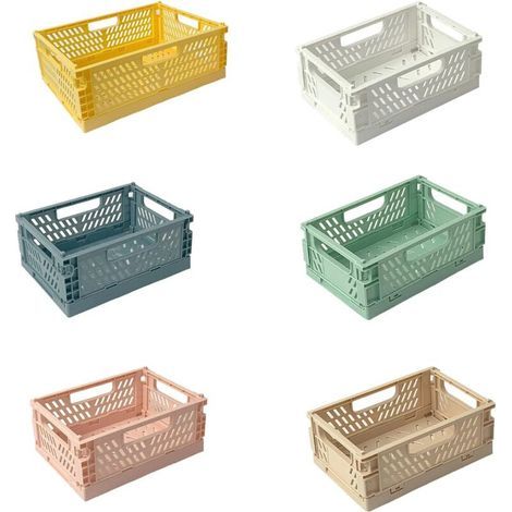 6-teiliges Set faltbarer Aufbewahrungsboxen aus Kunststoff, mehrfarbige, stapelbare Boxen, stapelbare Faltboxen, Mini-Faltboxen, faltbare Kunststoffboxen, stabile Faltboxen für Küche und Schlafzimmer (1/4)