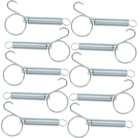 Packung mit 10 federbelasteten Haken für Vogelkäfigtüren, 7,5 x 2 cm – Silber