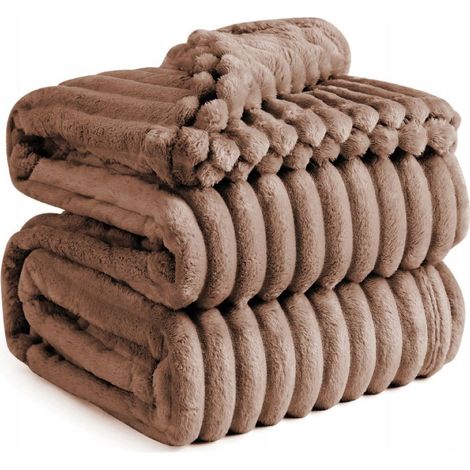 Couverture moelleuse Aura - Beige foncé 160x200 Douce, chaude et confortable (1/2)