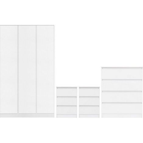 Malvern 3 Door Wardrobe Bedroom Set - White