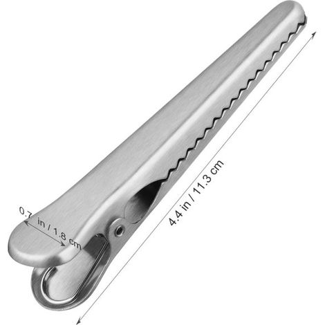 Paquete de 12 pinzas de acero inoxidable para bolsas,clips de sellado reutilizables,clip vFreshness para empaques,sellador de bolsas (1/4)