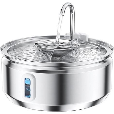 3,2 L Fuente de Agua para Gatos de Acero Inoxidable con Ventana de Visualización del Nivel de Agua, en Forma de Grifo, Lavable en Lavavajillas, Bomba Silenciosa, Doble Filtro (1/4)
