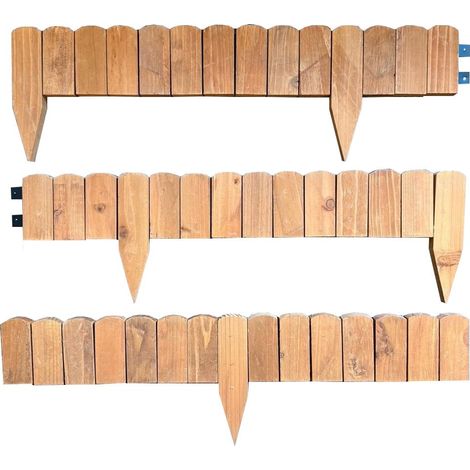 Set of 3 Wooden Lawn Edging Log Roll Style Panels (210cm x 10cm) (1/5)