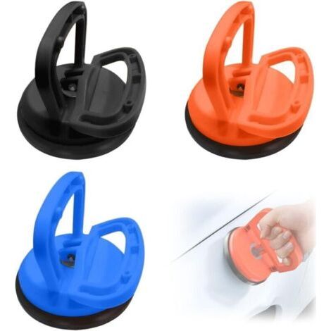 Pair 3 ventouses de réparation de voiture, extracteur de bosses, outils de réparation de bosses, applicable à la réparation de bosses automobiles (noir, orange, bleu) (1/5)