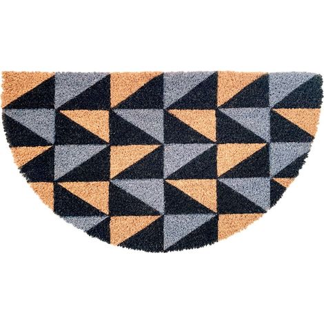 Zerbino Cocco Semiluna 38x68 Cm Moderno Antiscivolo Tappeto Ingresso Tappetino Entrata - D (1/3)