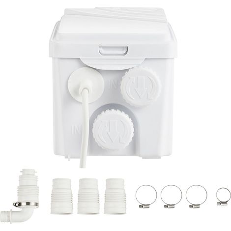 Pompe de relevage broyeur 350W, débit 6000 L/h, hauteur 7 m, 3 entrées pour eaux usées, idéale sous-sol, cuisine, évier, douche, baignoire, lave-linge. (1/5)