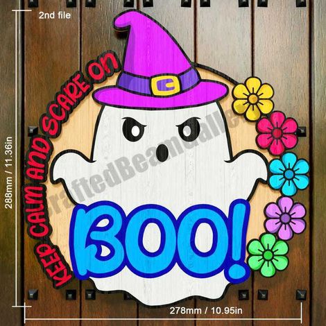 Plaque de porte fantôme mignon pour Halloween - Double couche