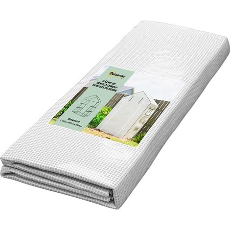 Bâche de remplacement pour serre de jardin 140 x 73 x 190 cm avec fenêtre, porte anti-UV pour le jardin - Blanc (1/5)