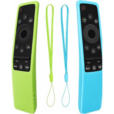 2 Pièces Coques de Protection en Silicone pour Télécommande Samsung Smart TV BN59-01241A,BN59-01260A,BN59-01266A, BN59-01259B,BN59-01312G Coque Antidérapante Qui Brille dans Le Noir(Bleu+Vert) (1/5)