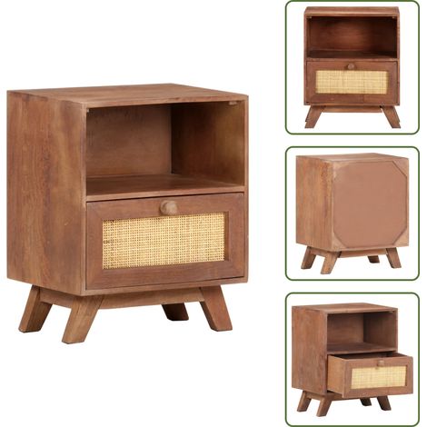 Table de chevet 40x30x50 cm Bois de manguier massif - Table De Chevet - Meuble De Chambre - Table Nuit - Mobilier Rustique - Bois De Manguier (1/5)