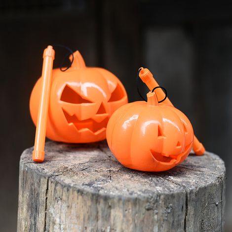Lot de deux lanternes d'Halloween (une grande et une petite), en plastique portable avec poignée. (1/4)