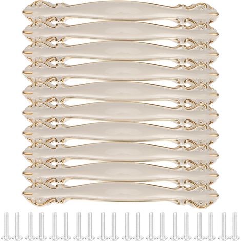 Lot de 10 poignées de porte ivoire, style simple, pour tiroirs et armoires de bureau, universelles, 96 mm. (1/5)