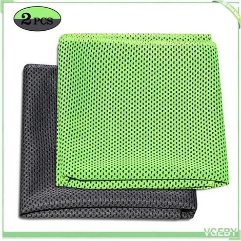 Serviette rafraîchissante - FAFEICY - Lot de 2 - 82 x 30 cm - Polyester évaporatif - Noir et vert (1/5)