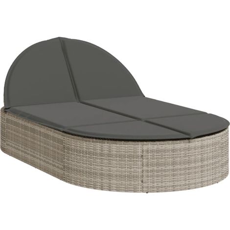 Maison Exclusive - Lettino Prendisole Doppio con Cuscini Grigio Chiaro Polyrattan