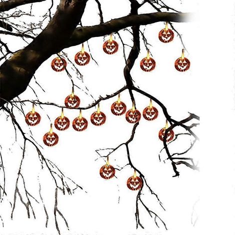 Guirlande lumineuse citrouille, guirlande féérique pour Halloween, étanche IP65, 20 LED, fonctionne sur piles (1/4)