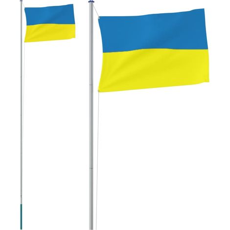 Drapeau de l'Ukraine et mât 6,23 m aluminium CFW283308 (1/5)