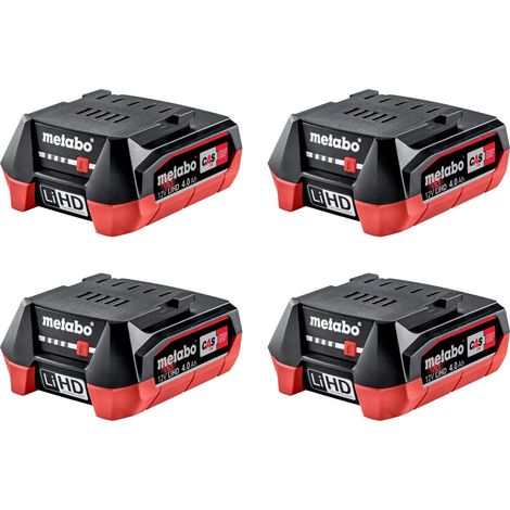 Set di batterie Metabo 4x batterie LiHD 12 V 4,0 Ah / 4000 mAh Li-Ion con indicatore del livello di carica ( 4x 625349000 )