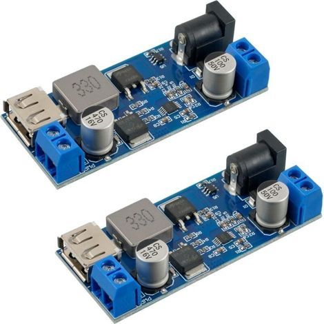 Module de convertisseur abaisseur DC 6V 9V 12V 24V vers DC 5V 5A Abaisseur DC 5V-5.3V 5.2V 3.5-6A Transformateur Module d'alimentation régulateur de Tension à Double Sortie (Lot de 2 pièces) (1/4)