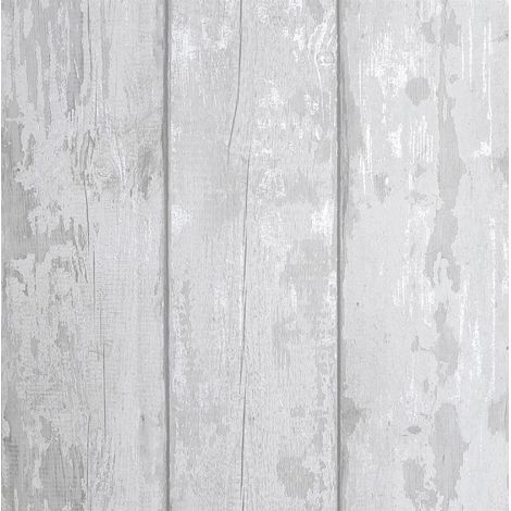 Metallic Washed Wood Wallpaper Grey Silver Plank Embossed Textured Arthouse (1/3)