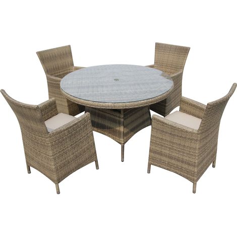 Furniture One 4 Seat Garden Patio Dining Set Fully Assembled - Nature (1/2)