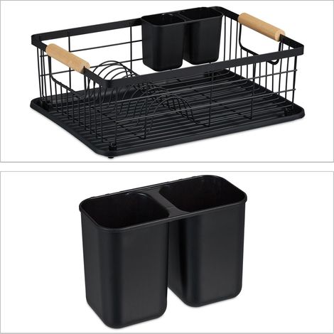 Scolapiatti con vaschetta raccogligocce asciugatura pratica 15,5 x 42 x 31 cm in plastica grigia 130010533