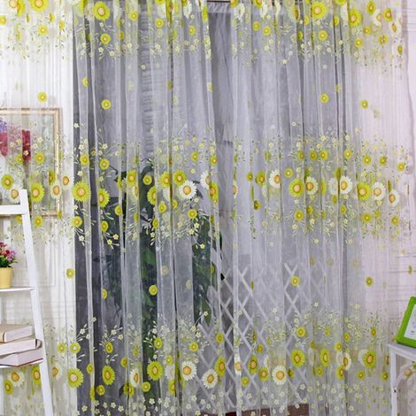 Rideaux à motif tournesols, style champêtre — Décoration de salon (100 x 200 cm) (1/5)