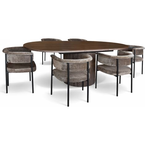 Ensemble table extensible 180/220cm et 6 fauteuils, COLETTE
