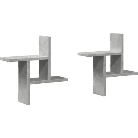 Étagères murales 2 pcs,Étagère flottante gris béton 38x12x38 cm bois d'ingénierie CFW52905 (1/5)