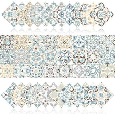 Lot de 24 carreaux Pelables et adhésifs Fond de hotte, décalcomanies murales DIY pour décoration cuisine salle de bain buanderie (4 x 4 pouces)